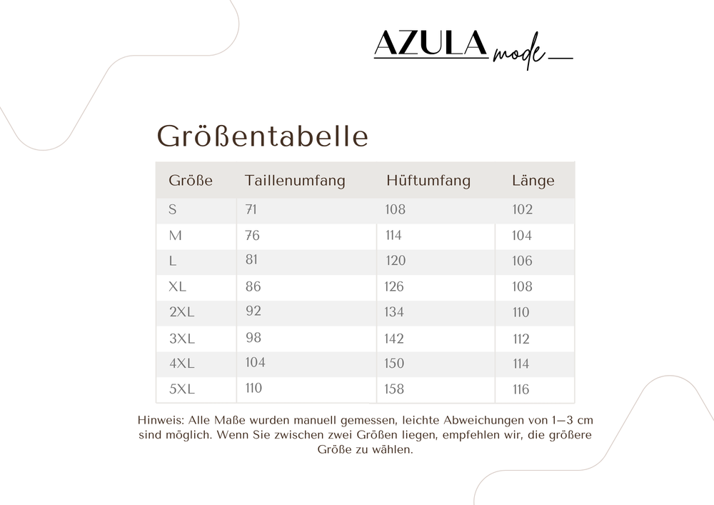 Größentabelle